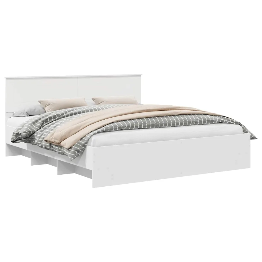 Cadre de lit Blanc 200 x 200 cm Bois d'ingénierie - 2
