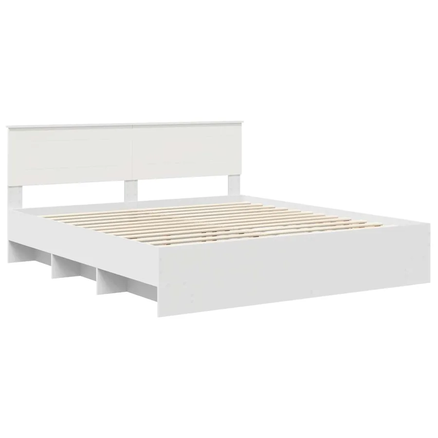 Cadre de lit Blanc 200 x 200 cm Bois d'ingénierie - 4