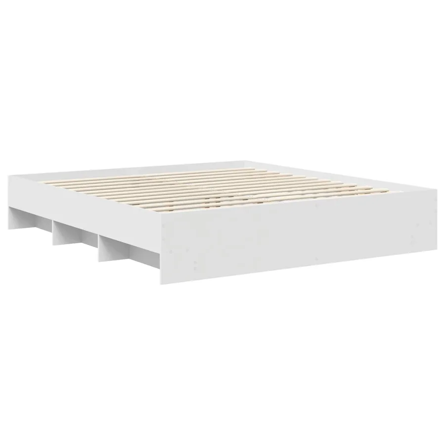 Cadre de lit Blanc 200 x 200 cm Bois d'ingénierie - 5