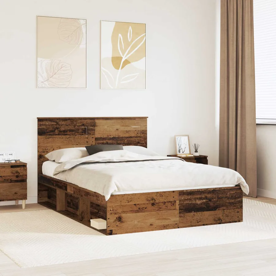 Cadre de lit Bois ancien 140 x 200 cm Bois de pin massif