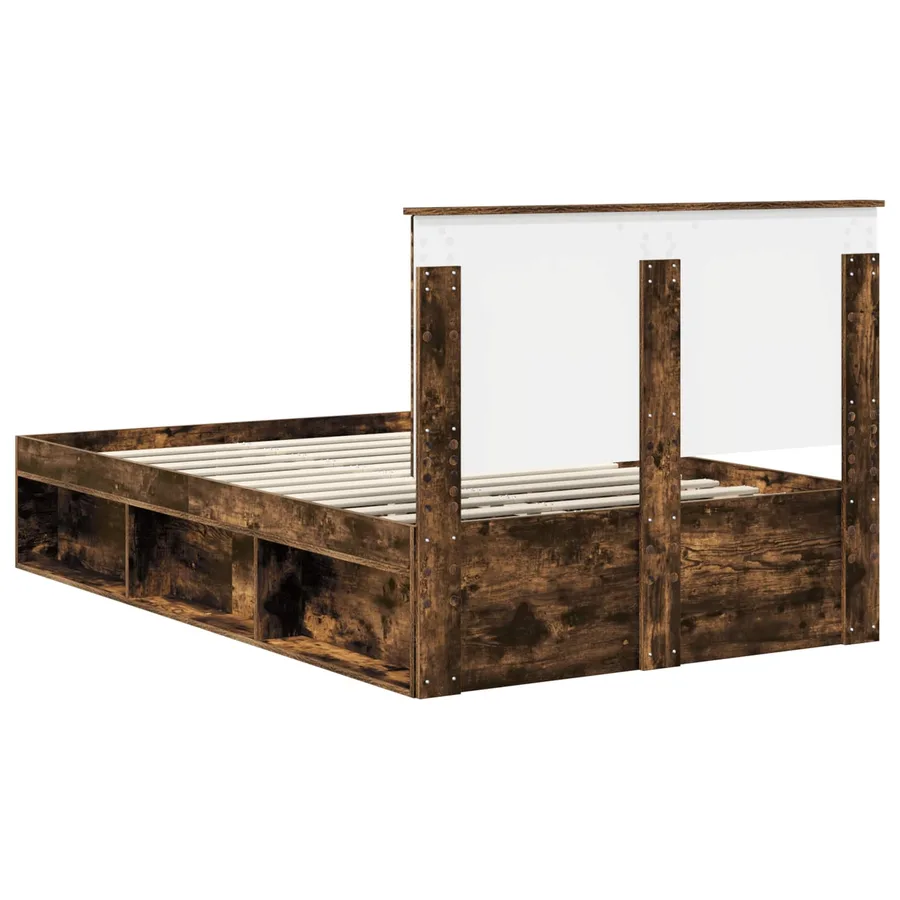 Cadre de lit Chêne fumé 120 x 190 cm Bois de pin massif - 9