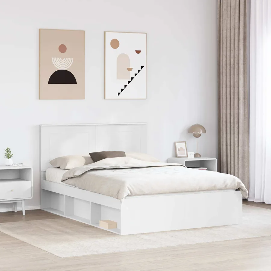 Cadre de lit Blanc 140 x 200 cm Bois de pin massif - 3