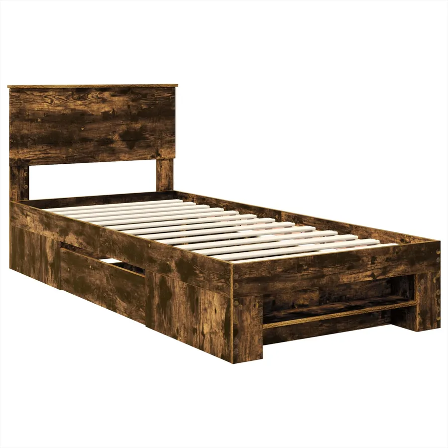 Cadre de lit Chêne fumé 90 x 200 cm Bois d'ingénierie - 4