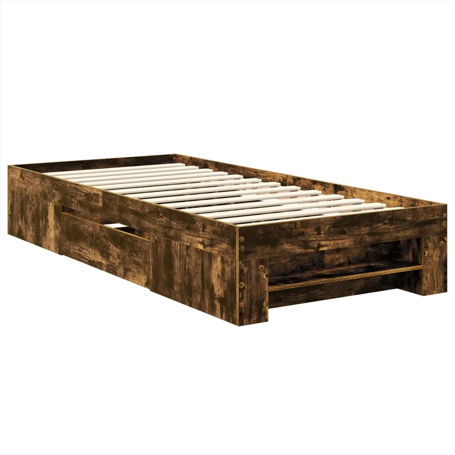 Cadre de lit Chêne fumé 90 x 200 cm Bois d'ingénierie - 6