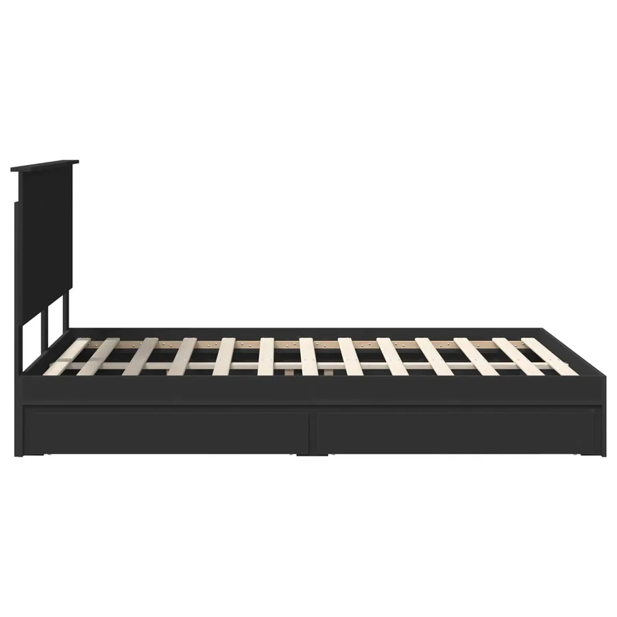 Lit de Rangement Noir 135 x 190 cm Bois d'ingénierie - 9