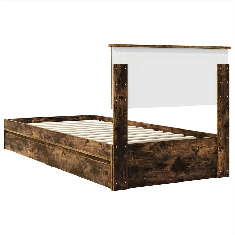 Lit de Rangement Chêne fumé 90 x 200 cm Bois d'ingénierie - 10