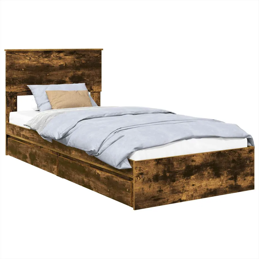 Lit de Rangement Chêne fumé 90 x 200 cm Bois d'ingénierie - 2
