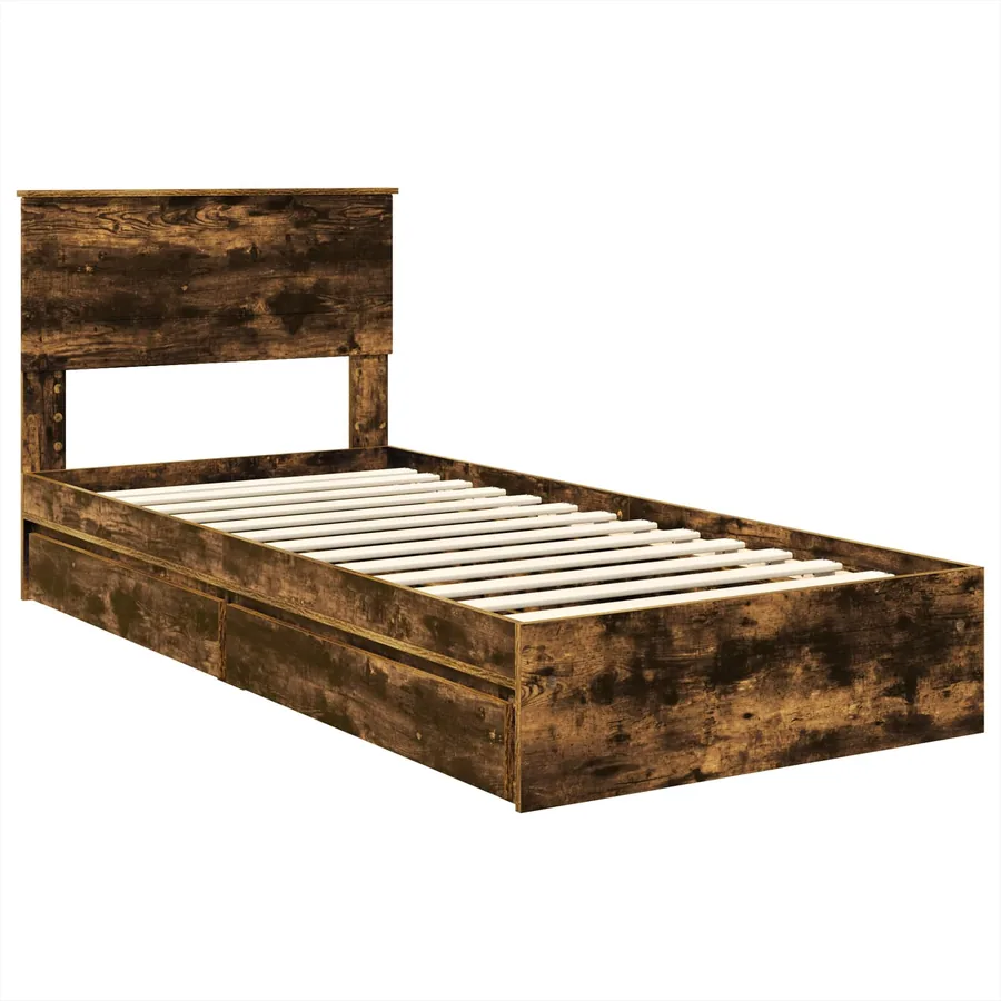 Lit de Rangement Chêne fumé 90 x 200 cm Bois d'ingénierie - 4