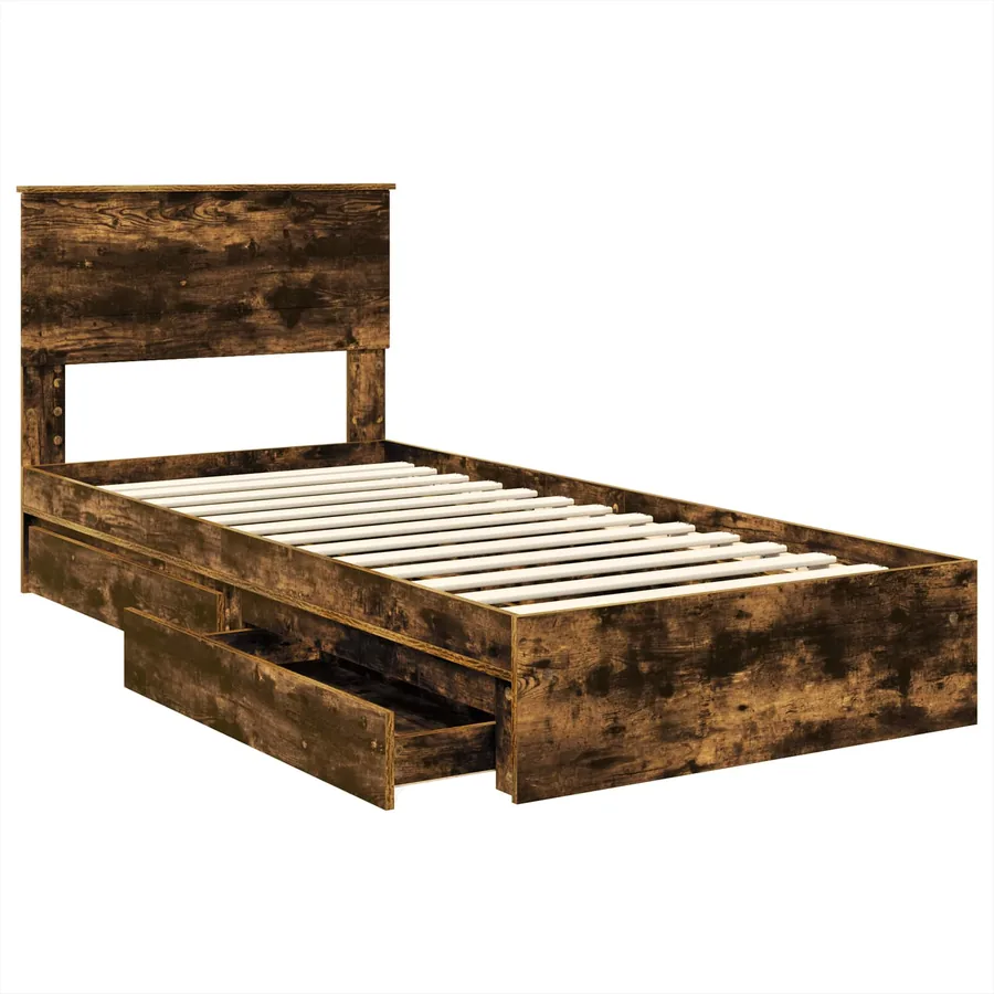 Lit de Rangement Chêne fumé 90 x 200 cm Bois d'ingénierie - 5