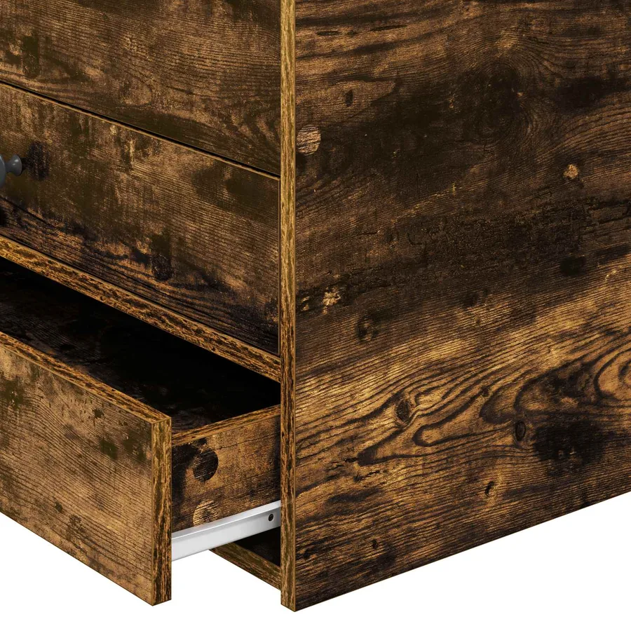 Lit d'appoint Chêne fumé et noir 90 x 190 cm Bois d'ingénierie - 11