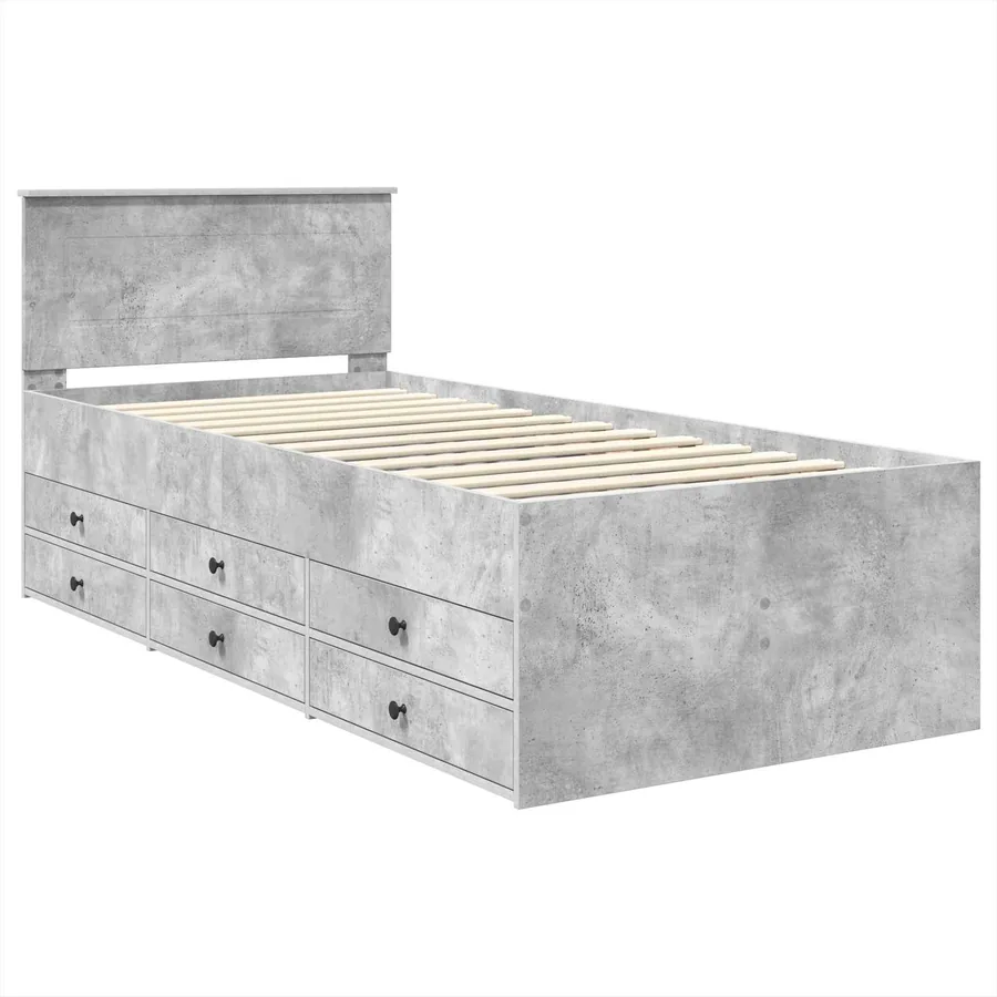 Lit d'appoint Gris béton et noir 90 x 200 cm Bois d'ingénierie - 4