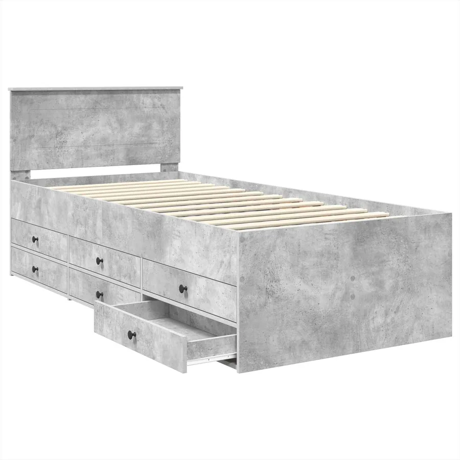 Lit d'appoint Gris béton et noir 90 x 200 cm Bois d'ingénierie - 5