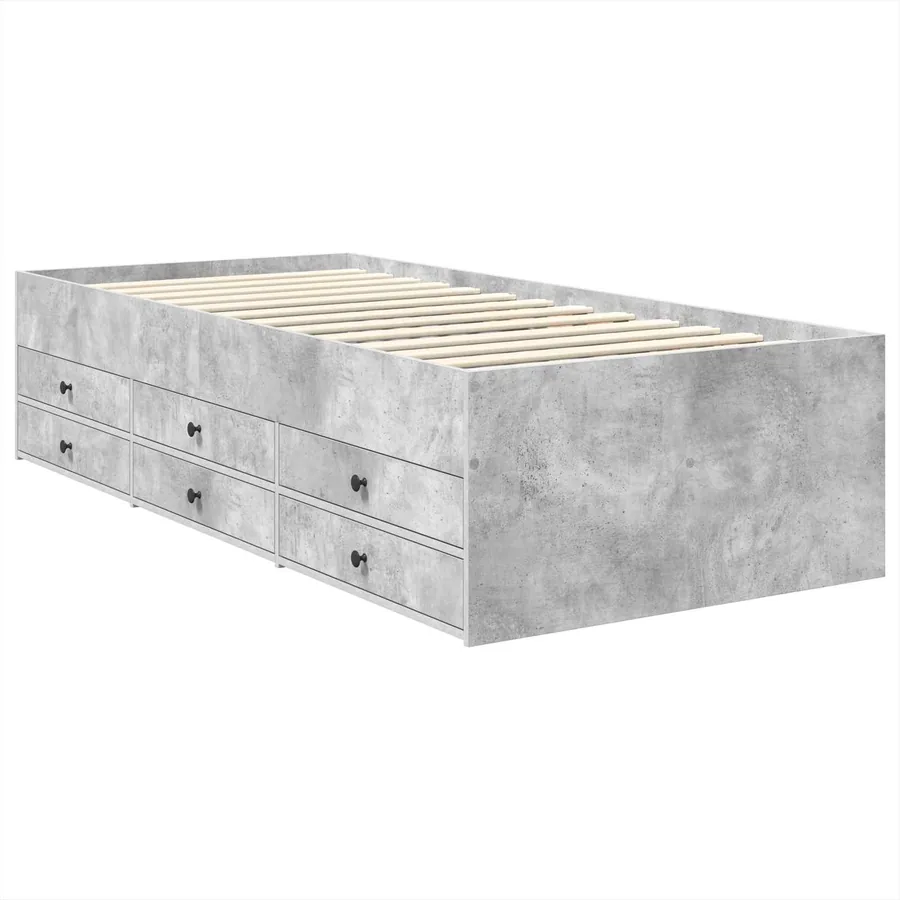 Lit d'appoint Gris béton et noir 90 x 200 cm Bois d'ingénierie - 6