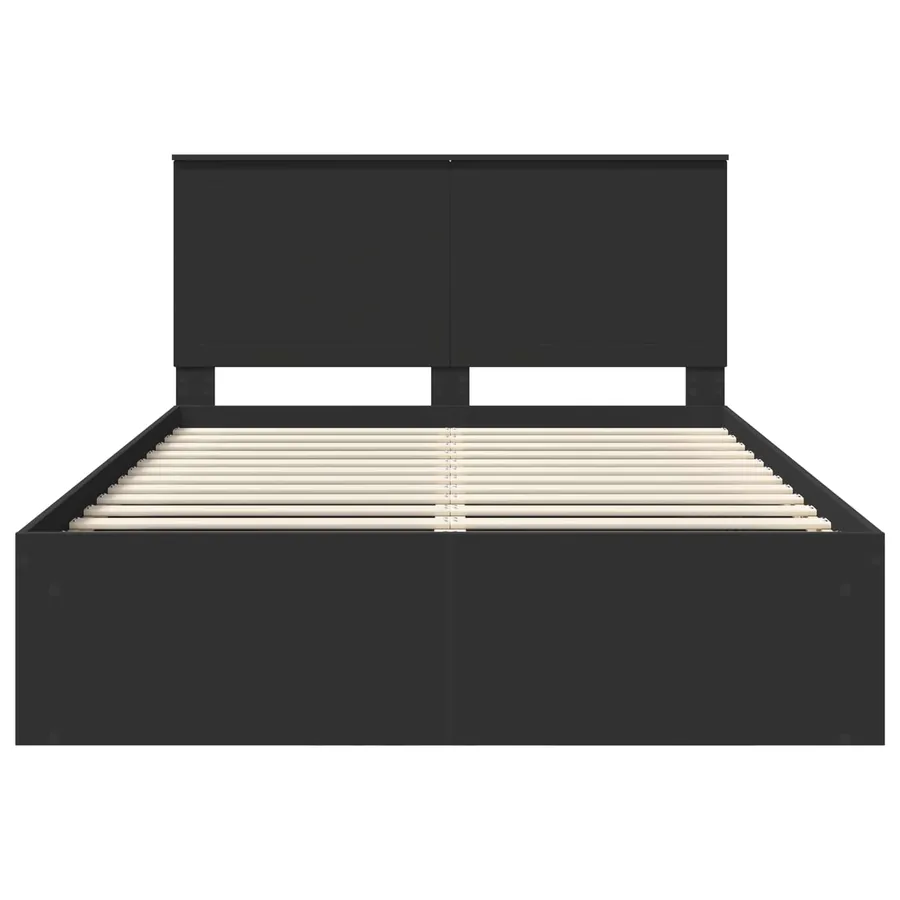 Cadre de lit Noir 135 x 190 cm Bois de pin massif - 7