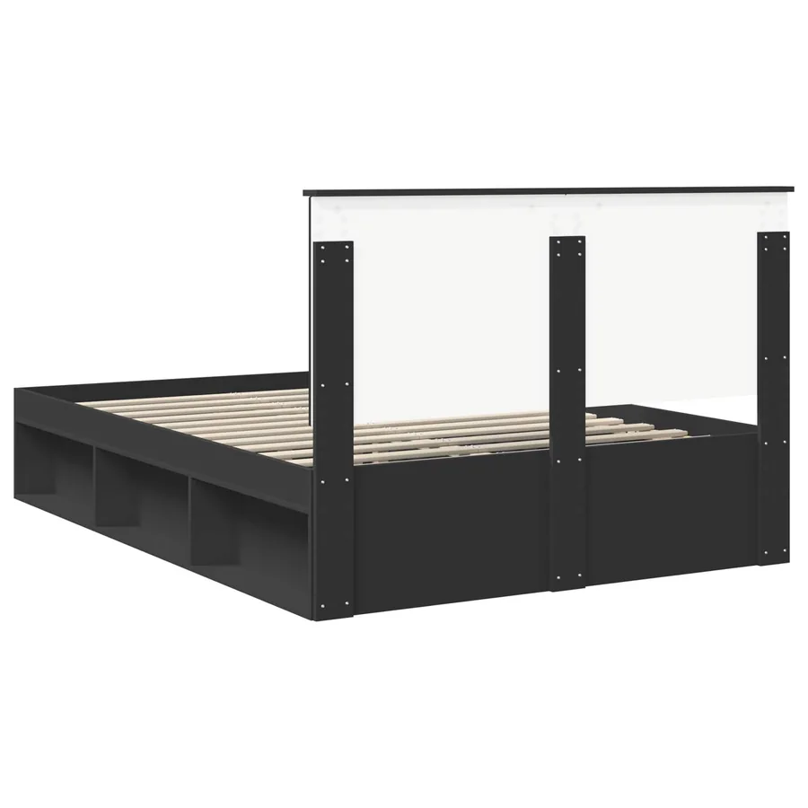 Cadre de lit Noir 135 x 190 cm Bois de pin massif - 9