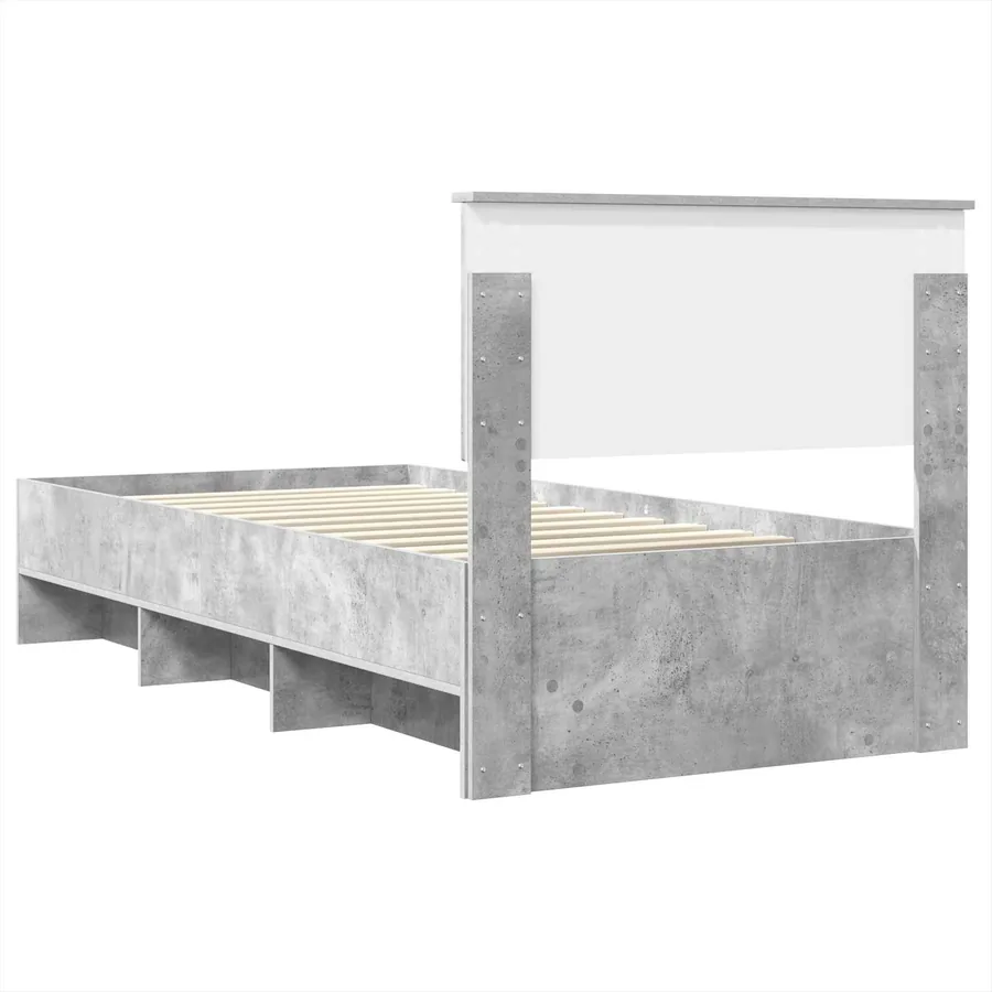 Cadre de lit Gris béton 90 x 200 cm Bois d'ingénierie - 9