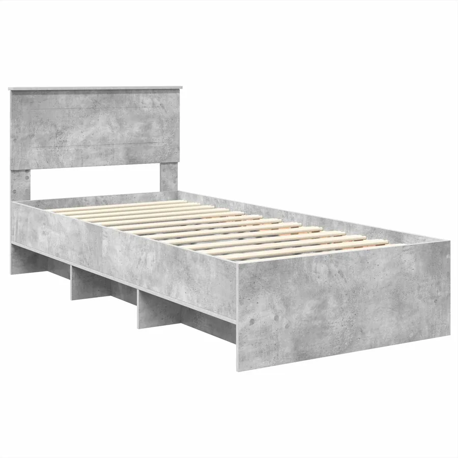 Cadre de lit Gris béton 90 x 200 cm Bois d'ingénierie - 4