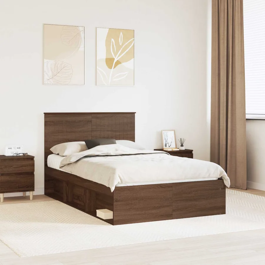 Cadre de lit Chêne brun 120 x 200 cm Bois de pin massif