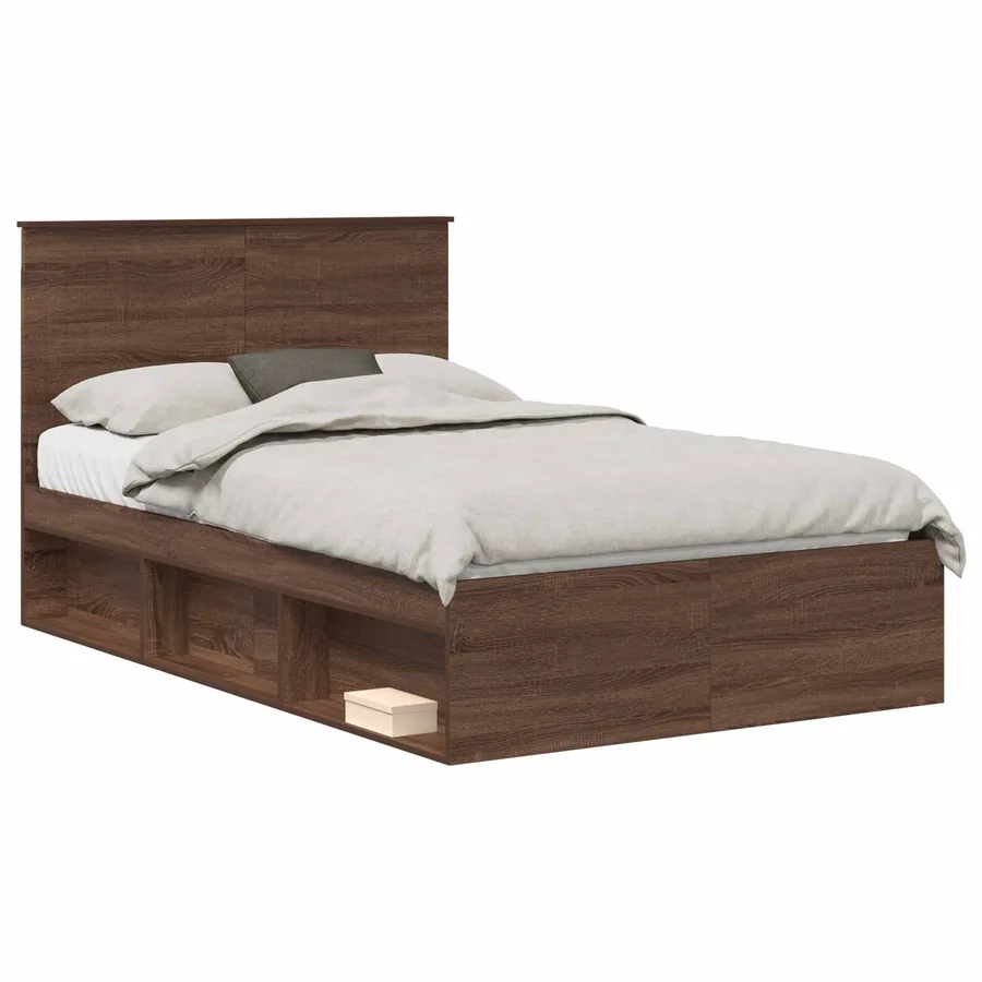 Cadre de lit Chêne brun 120 x 200 cm Bois de pin massif - 2