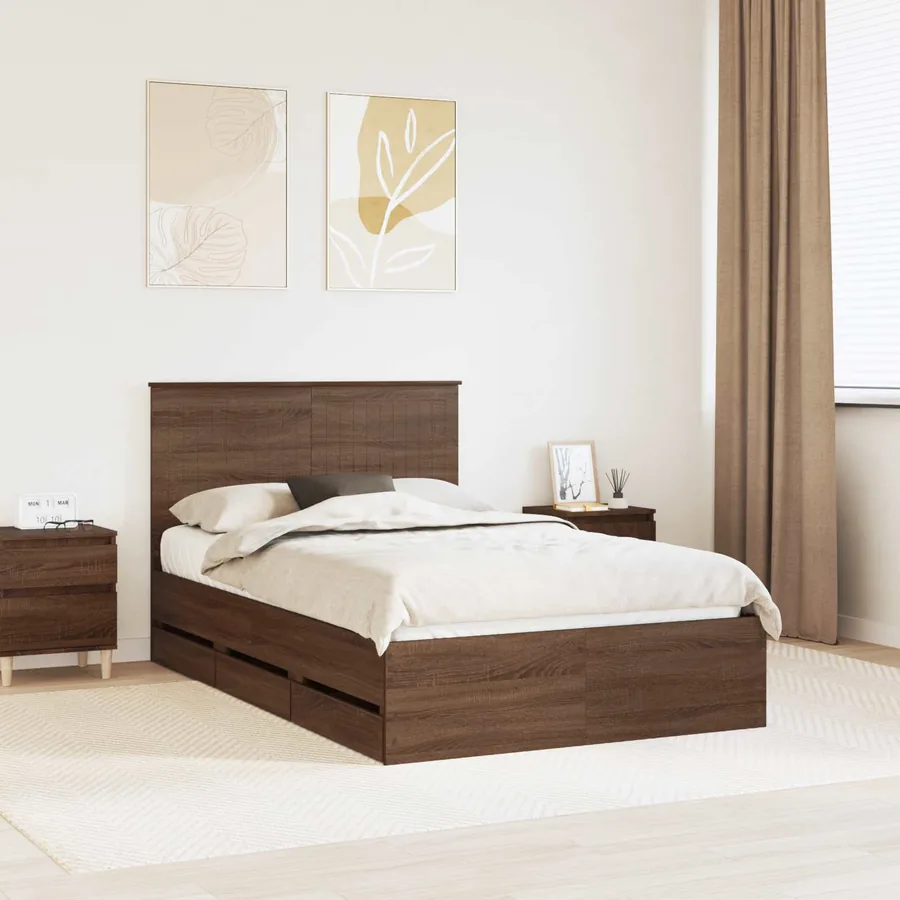 Cadre de lit Chêne brun 120 x 190 cm Bois Ingénierie