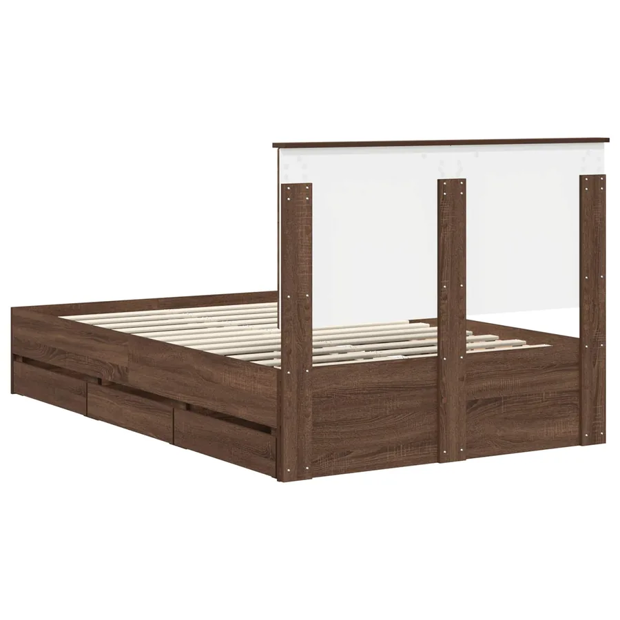 Cadre de lit Chêne brun 120 x 190 cm Bois Ingénierie - 10
