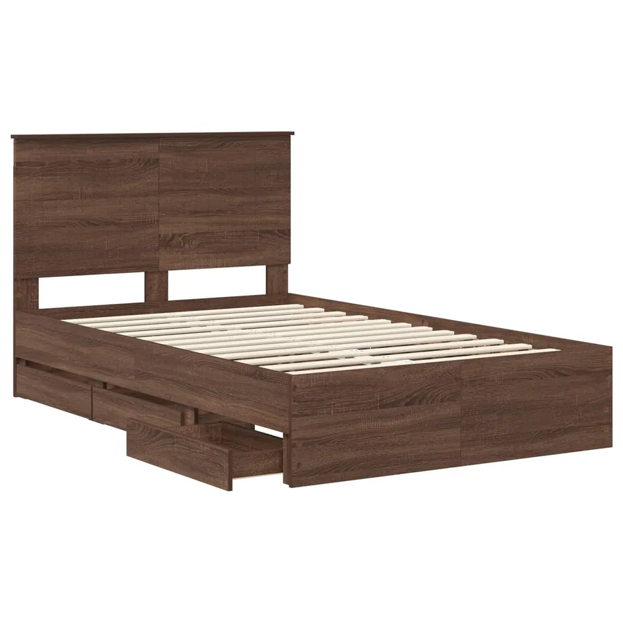 Cadre de lit Chêne brun 120 x 190 cm Bois Ingénierie - 5