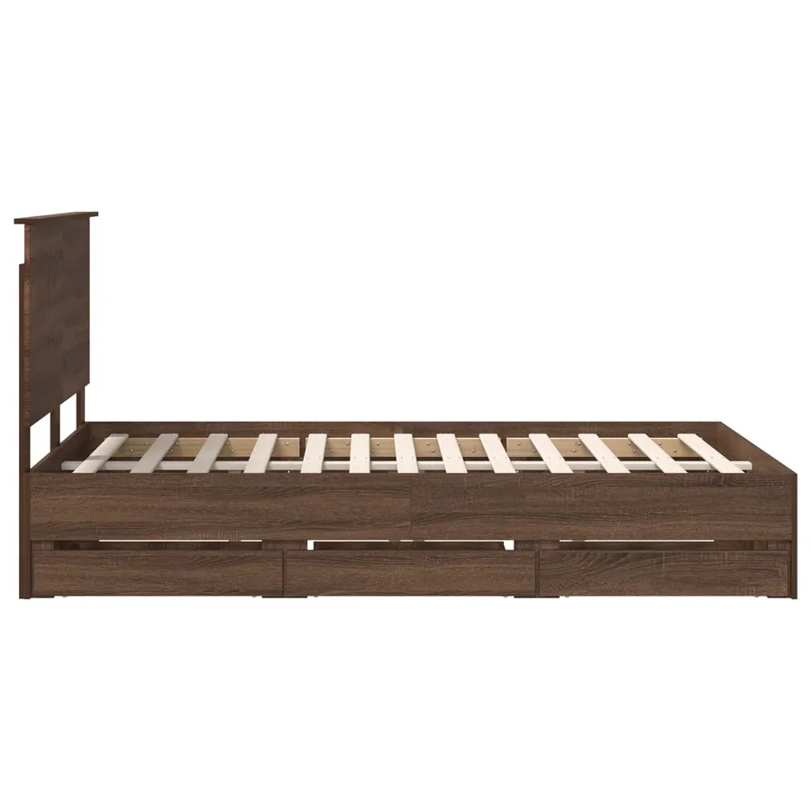Cadre de lit Chêne brun 120 x 190 cm Bois Ingénierie - 9