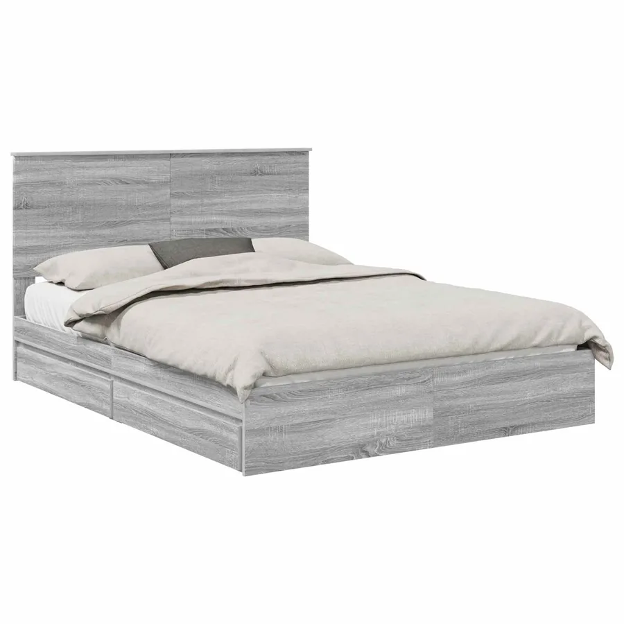 Lit de Rangement Gris Sonoma 150 x 200 cm Bois d'ingénierie - 2