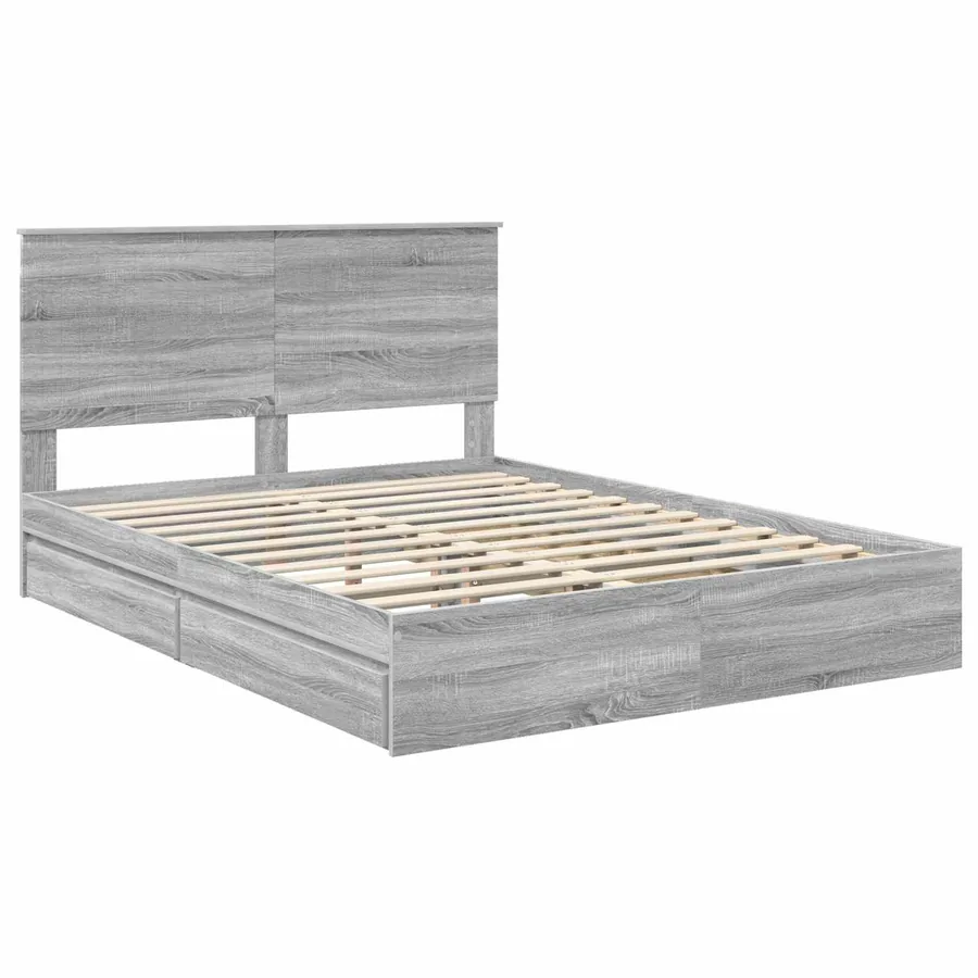 Lit de Rangement Gris Sonoma 150 x 200 cm Bois d'ingénierie - 4