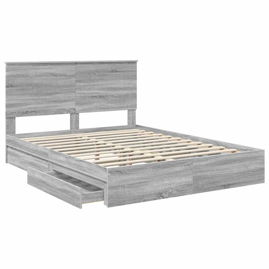 Lit de Rangement Gris Sonoma 150 x 200 cm Bois d'ingénierie - 5