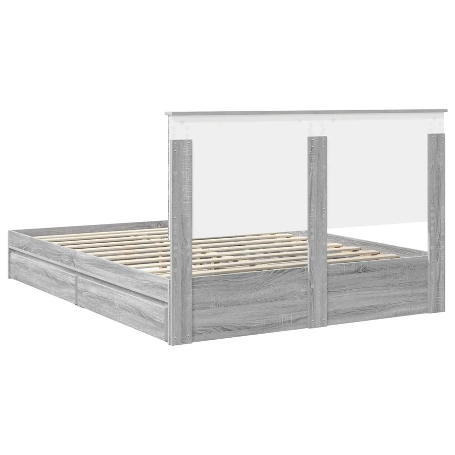 Lit de Rangement Gris Sonoma 150 x 200 cm Bois d'ingénierie - 8