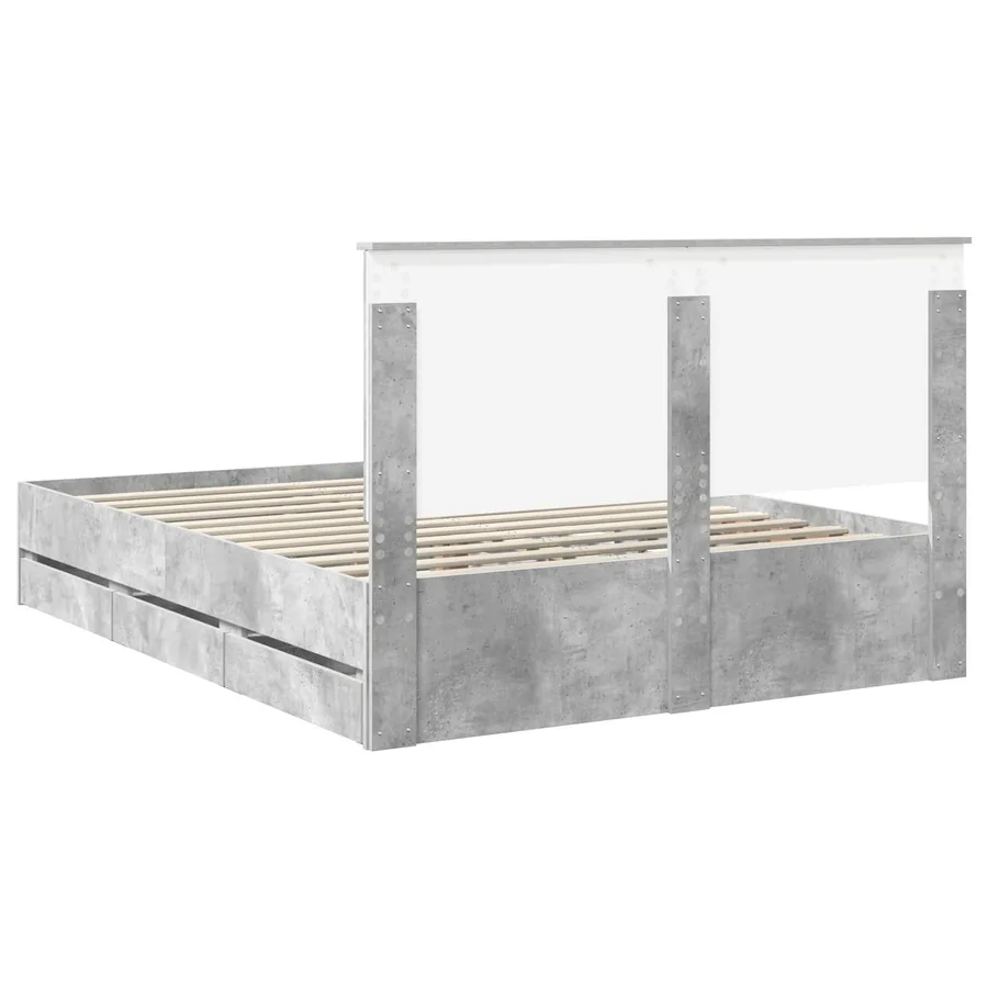 Cadre de lit Gris béton 150 x 200 cm Bois Ingénierie - 10