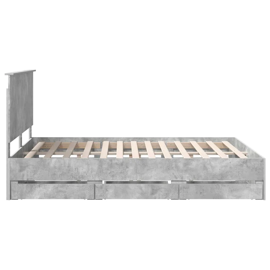 Cadre de lit Gris béton 150 x 200 cm Bois Ingénierie - 9