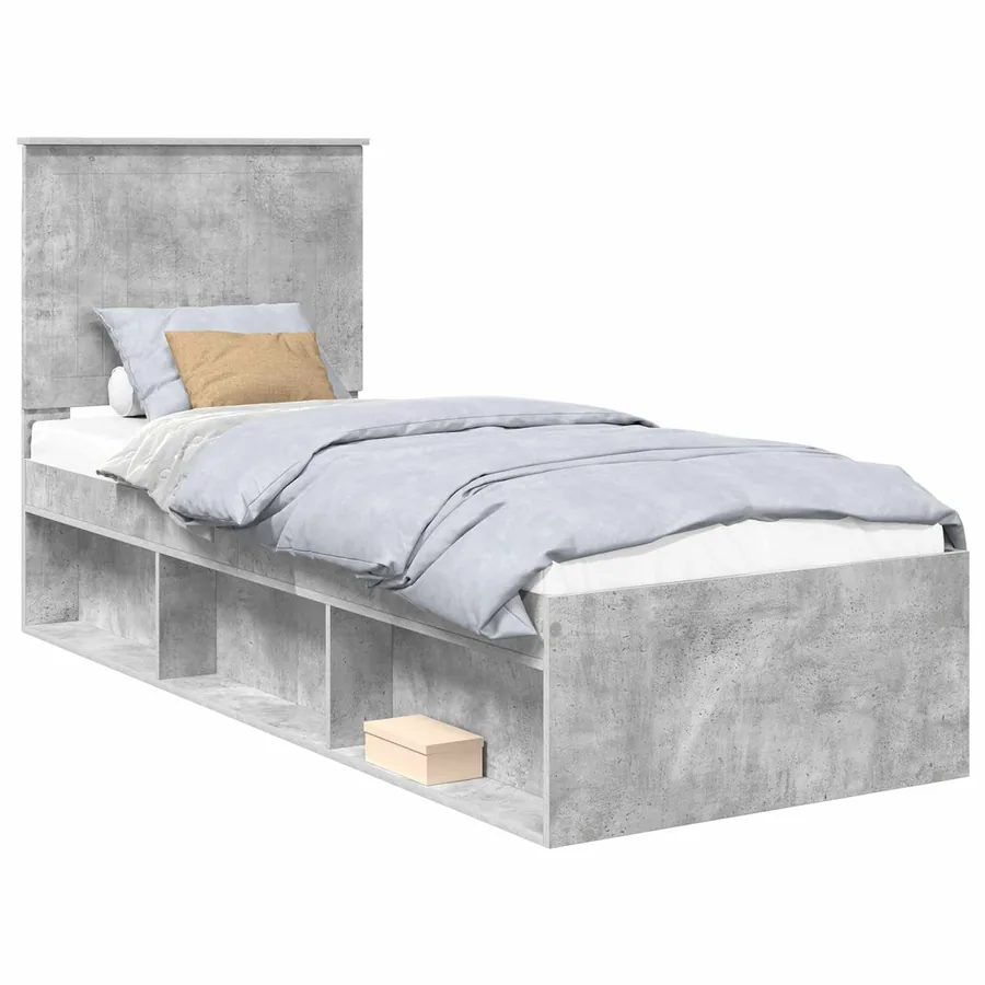 Cadre de lit Gris Béton 75 x 190 cm Bois de pin massif - 2