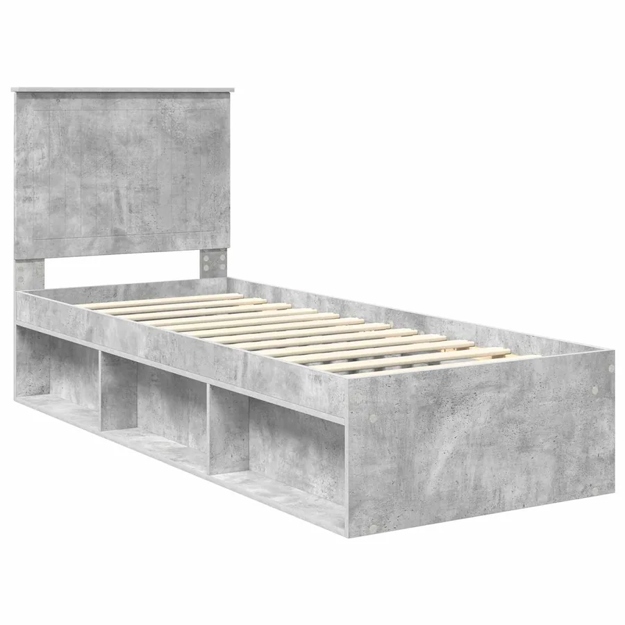 Cadre de lit Gris Béton 75 x 190 cm Bois de pin massif - 4