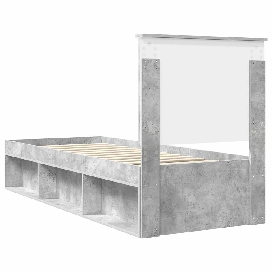 Cadre de lit Gris Béton 75 x 190 cm Bois de pin massif - 9