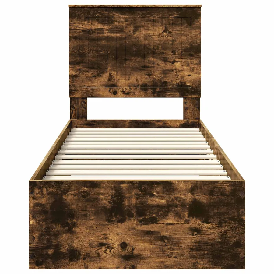 Cadre de lit Chêne Fumé et Argent 70 x 190 cm Bois d'ingénierie - 7
