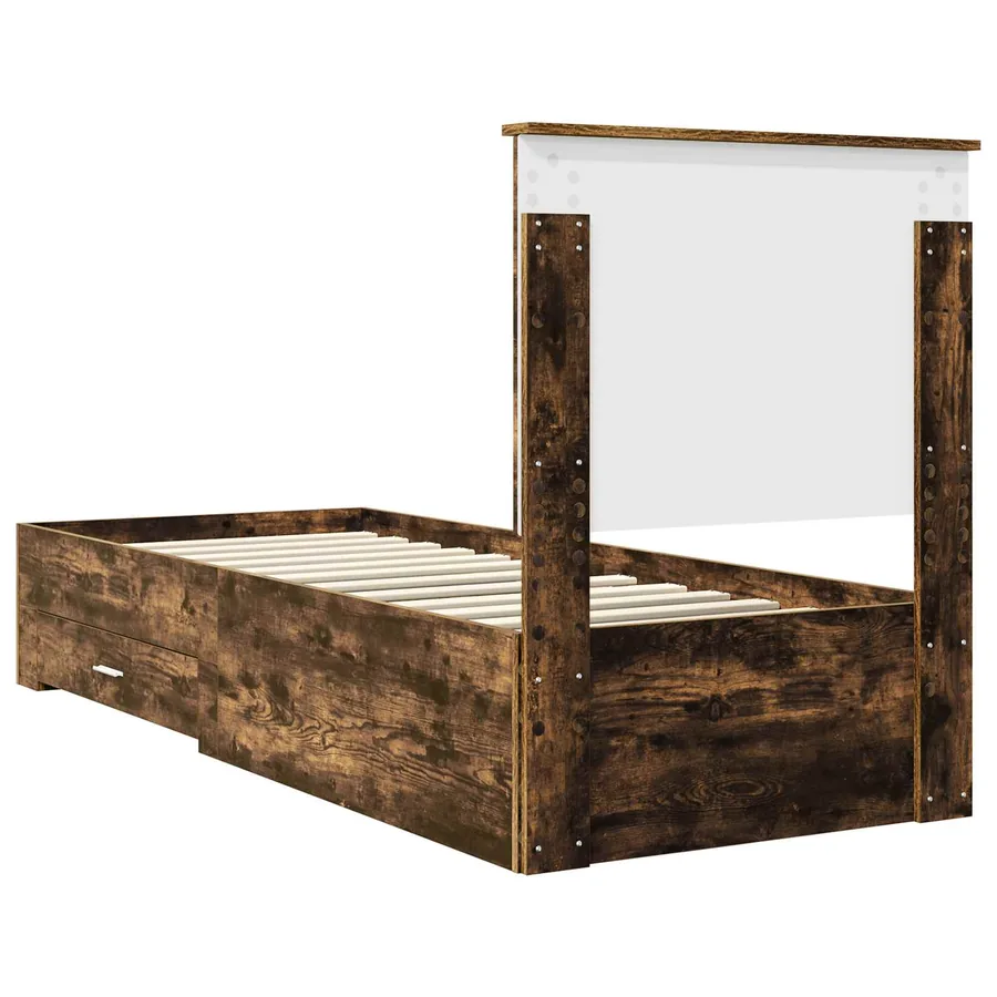 Cadre de lit Chêne Fumé et Argent 70 x 190 cm Bois d'ingénierie - 9