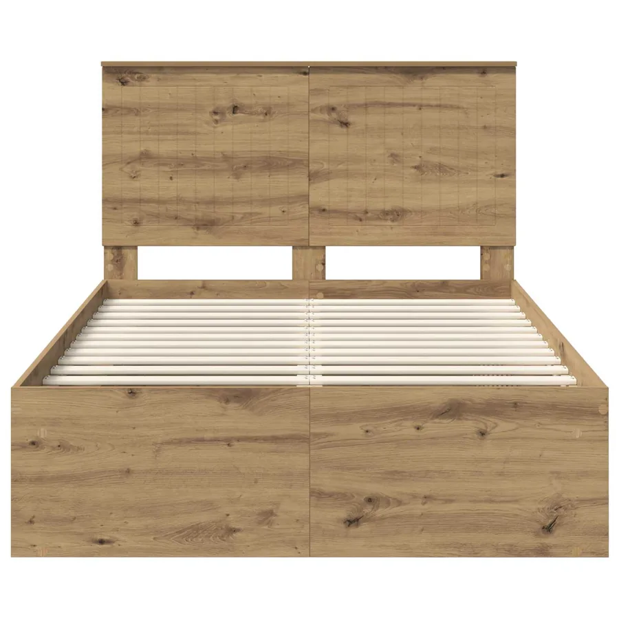 Cadre de lit Chêne artisan 120 x 200 cm Bois de pin massif - 7