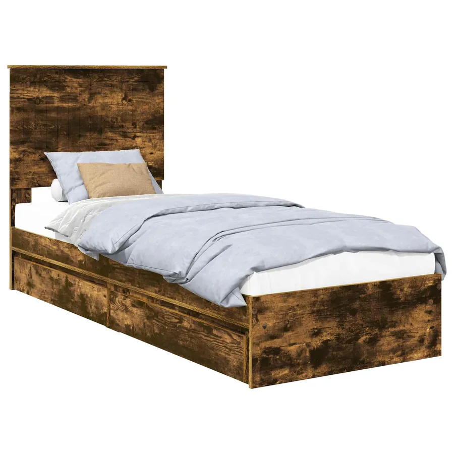 Lit de Rangement Chêne fumé 75 x 190 cm Bois d'ingénierie - 2