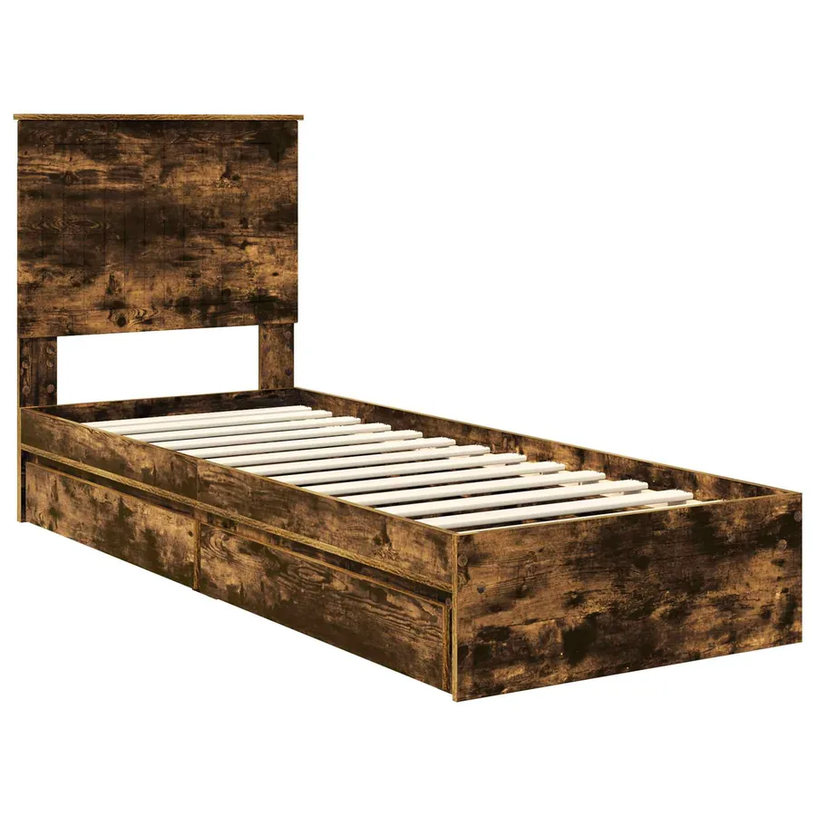 Lit de Rangement Chêne fumé 75 x 190 cm Bois d'ingénierie - 4