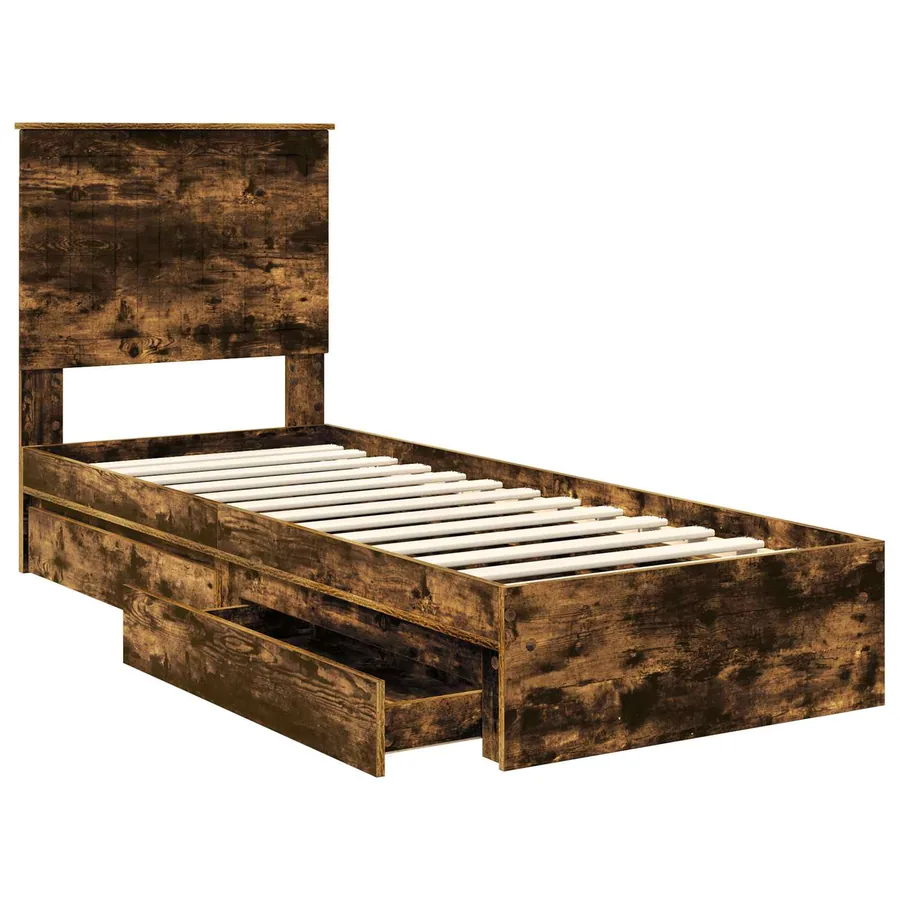 Lit de Rangement Chêne fumé 75 x 190 cm Bois d'ingénierie - 5