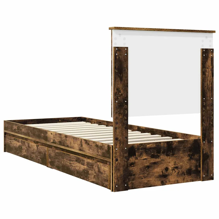 Lit de Rangement Chêne fumé 75 x 190 cm Bois d'ingénierie - 8