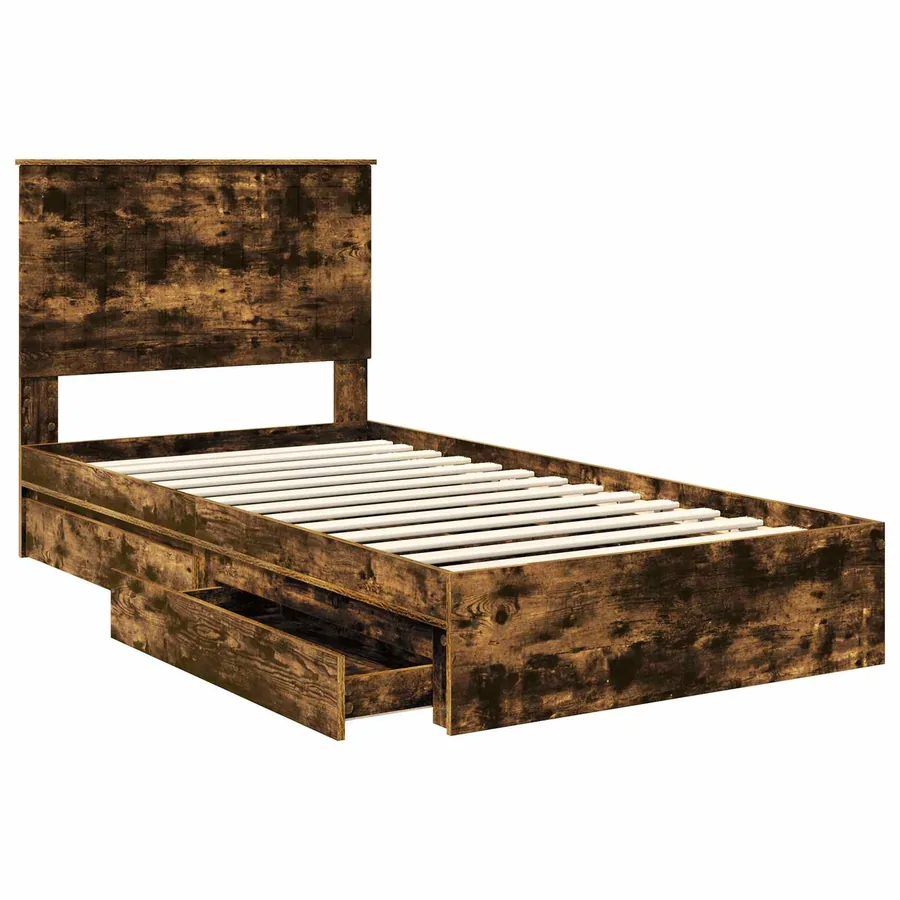 Lit de Rangement Chêne fumé 100 x 200 cm Bois d'ingénierie - 5
