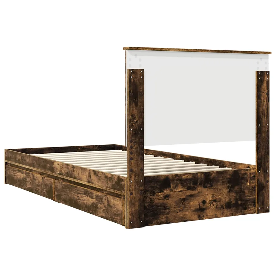 Lit de Rangement Chêne fumé 100 x 200 cm Bois d'ingénierie - 8