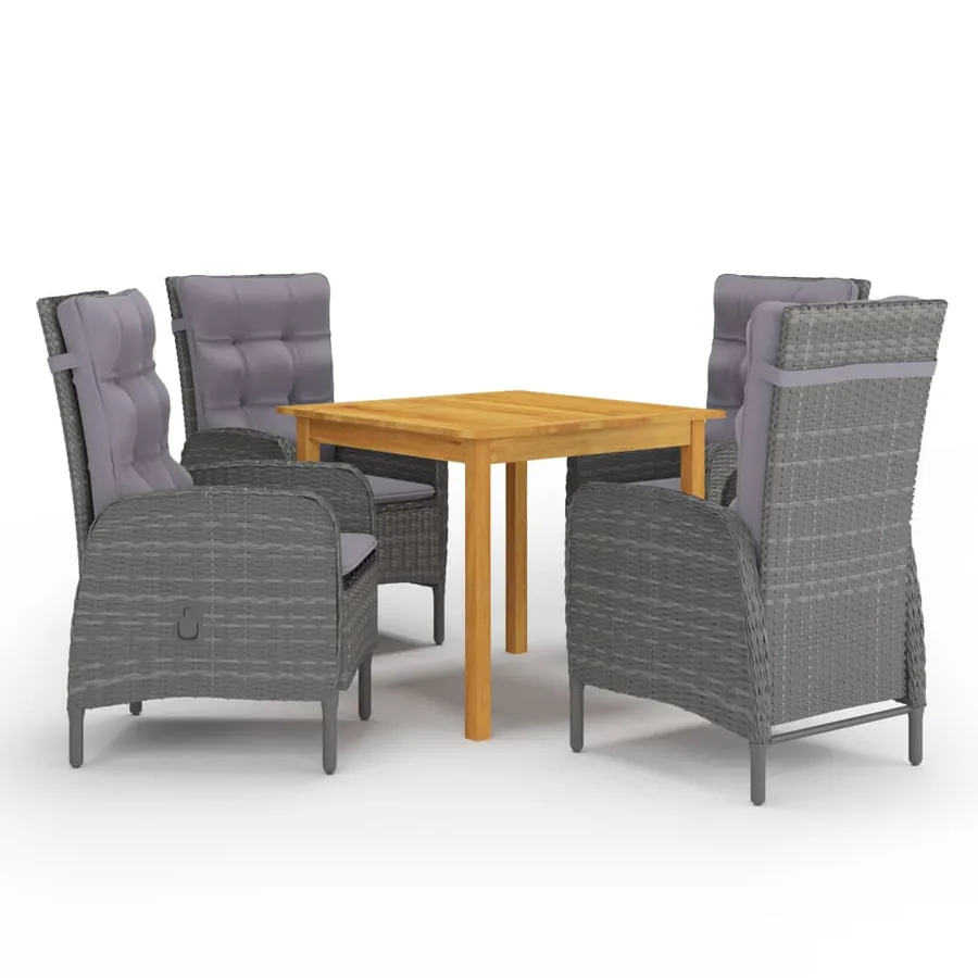 Ensemble à manger de jardin 5 pcs Gris