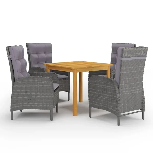 Ensemble à manger de jardin 5 pcs Gris