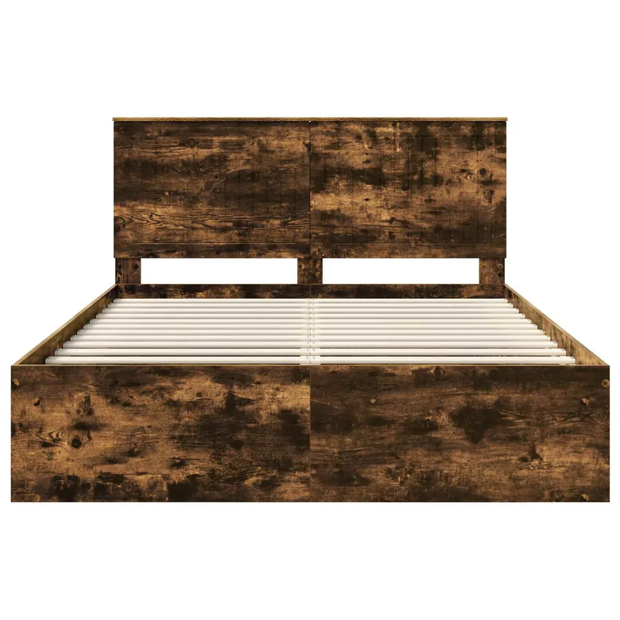 Cadre de lit Chêne fumé 150 x 200 cm Bois de pin massif - 7