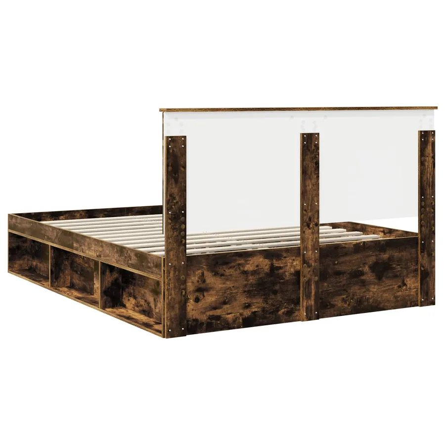 Cadre de lit Chêne fumé 150 x 200 cm Bois de pin massif - 9