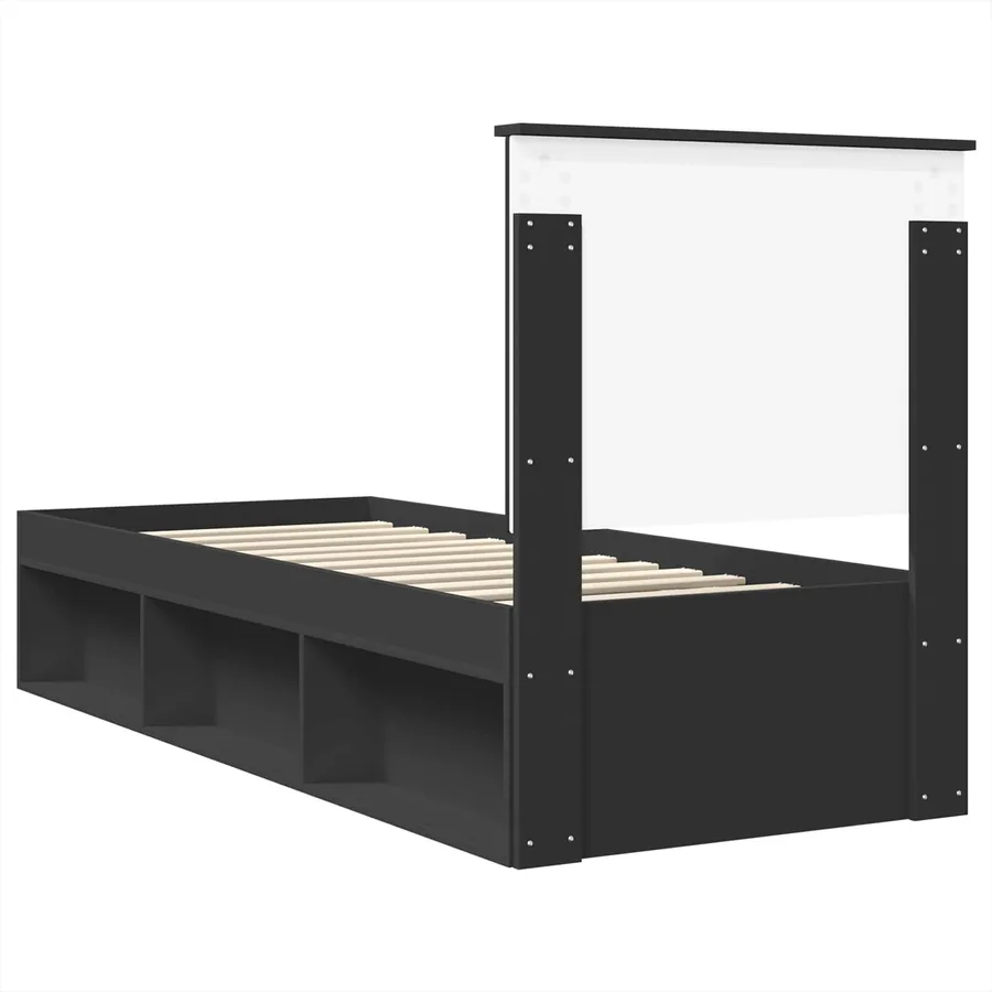 Cadre de lit Noir 75 x 190 cm Bois de pin massif - 9